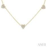 1/4 ctw Heart Motif Round Cut Diamond Station Necklace in 14K Yellow Gold